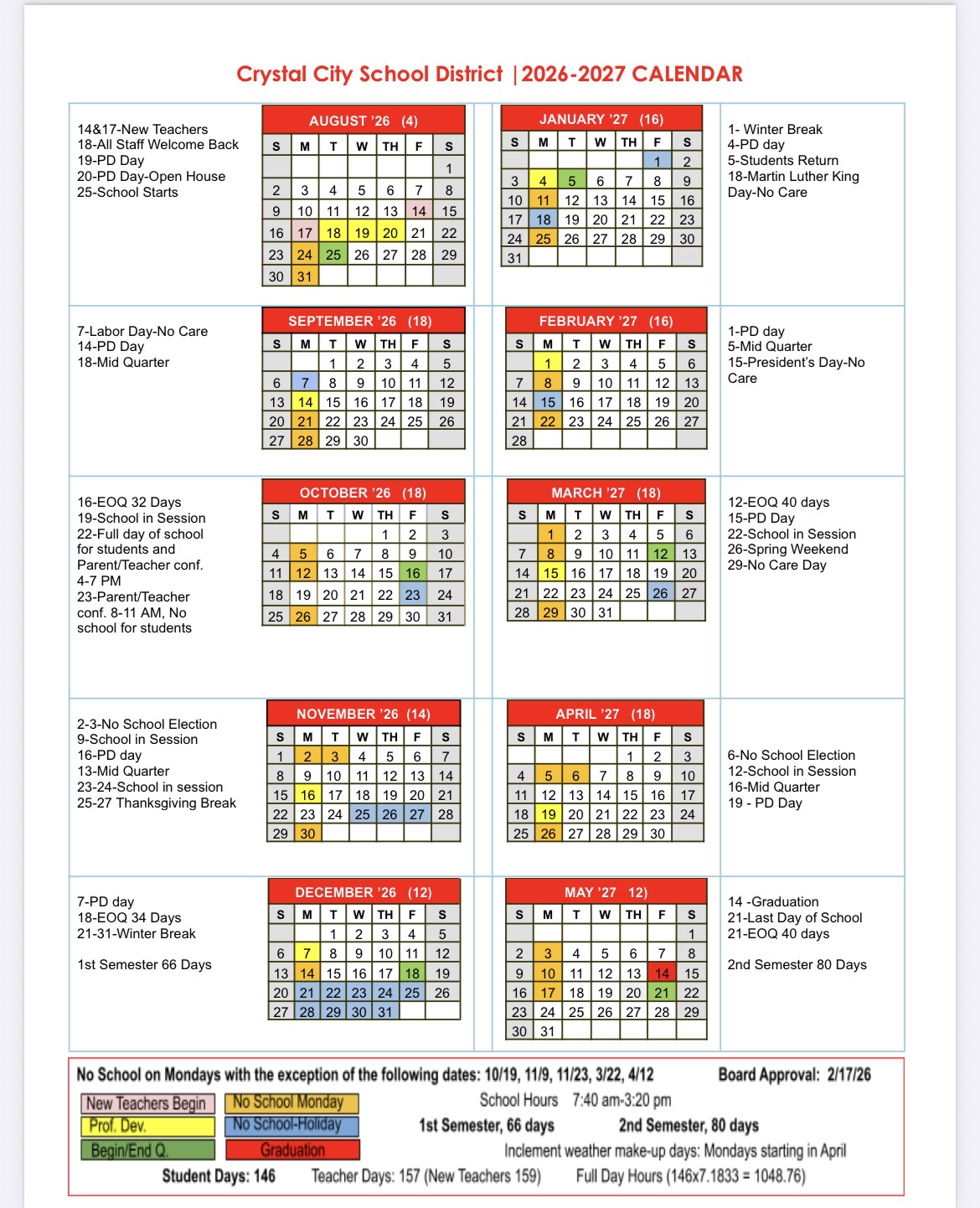 Holiday Calendar 2026 27